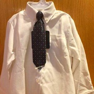 NWT Boy Claiborne Long Sleeve White Dress Shirt with Blue Tie Set Sz: 4T